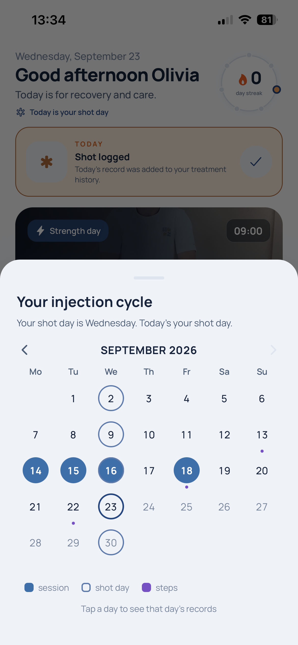 Stappn shot cycle screen